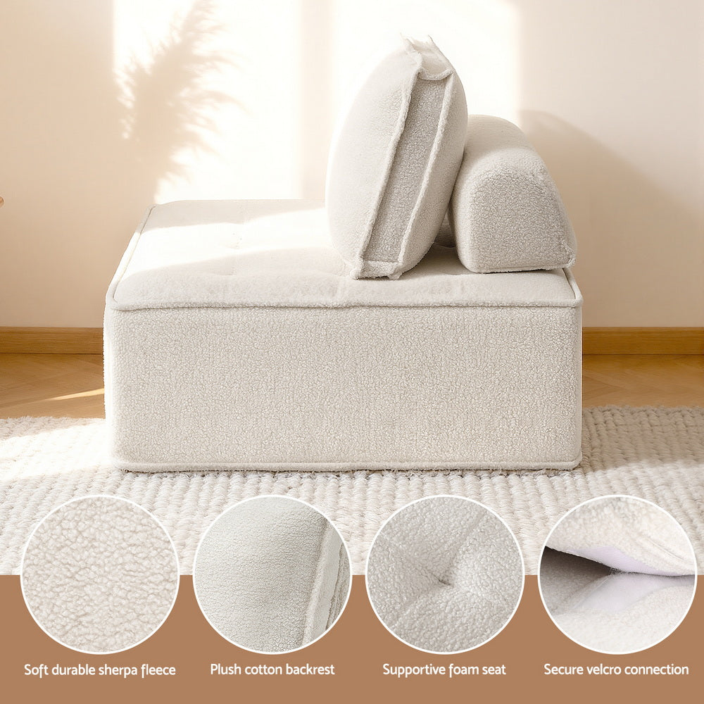 Linden Floor Sofa Modular Lounge Set – White – Set of 6