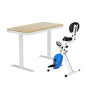 Under Desk Folding X - Bike with 120cm Automatic Standing Desk Magnetic Resistance Oak
