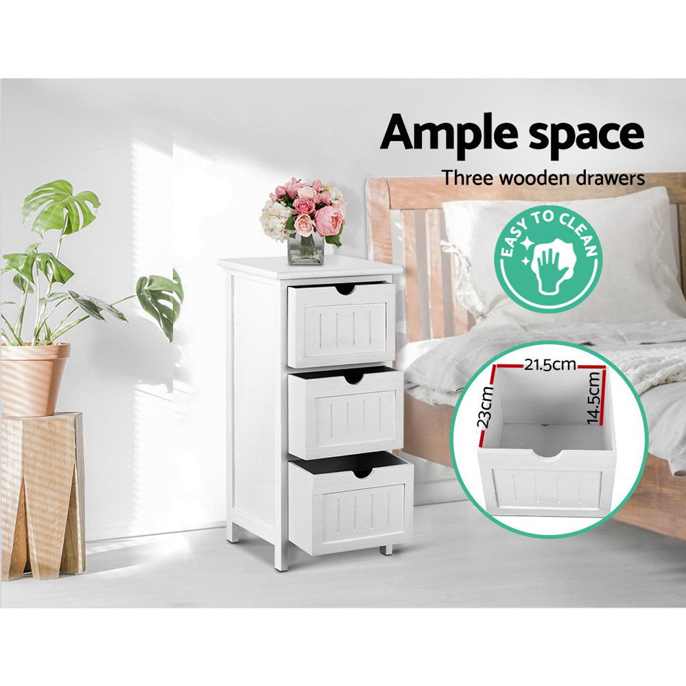 Valentina 3 Drawer Storage Cabinet – White