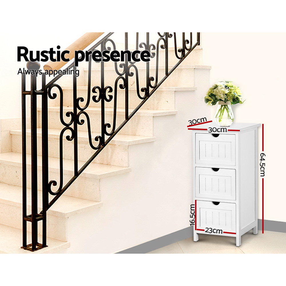 Valentina 3 Drawer Storage Cabinet – White