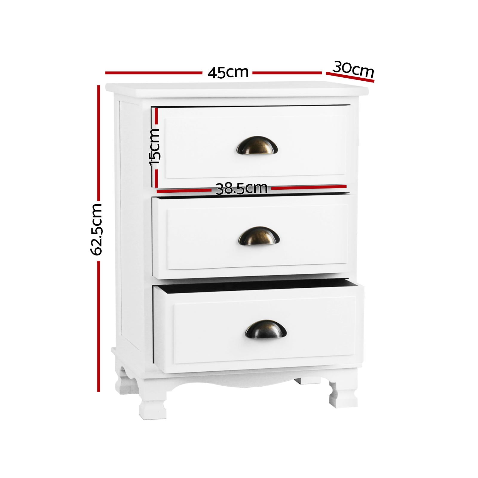Thyme Vintage Bedside Tables – White – Set of 2