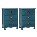 Rowan 2x Bedside Table 3 Drawers Vintage - THYME Blue