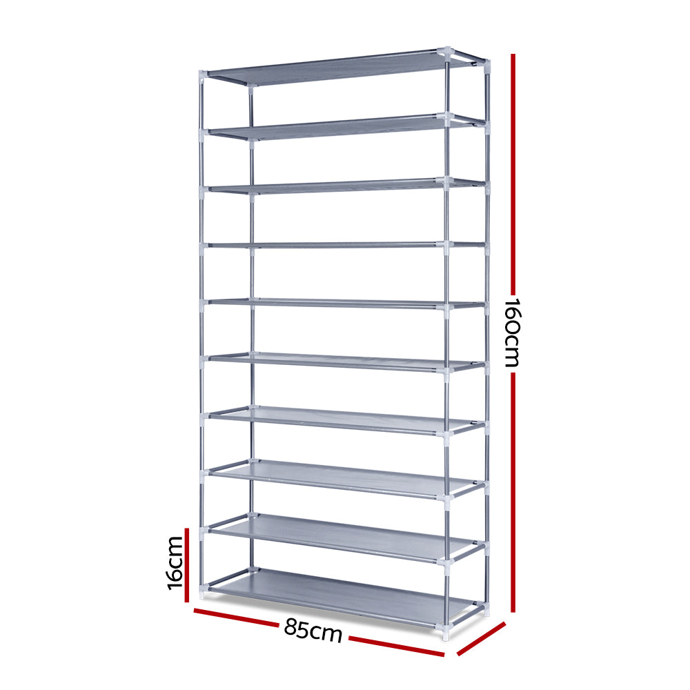Halston 10 Tier Stackable Shoe Rack – Silver