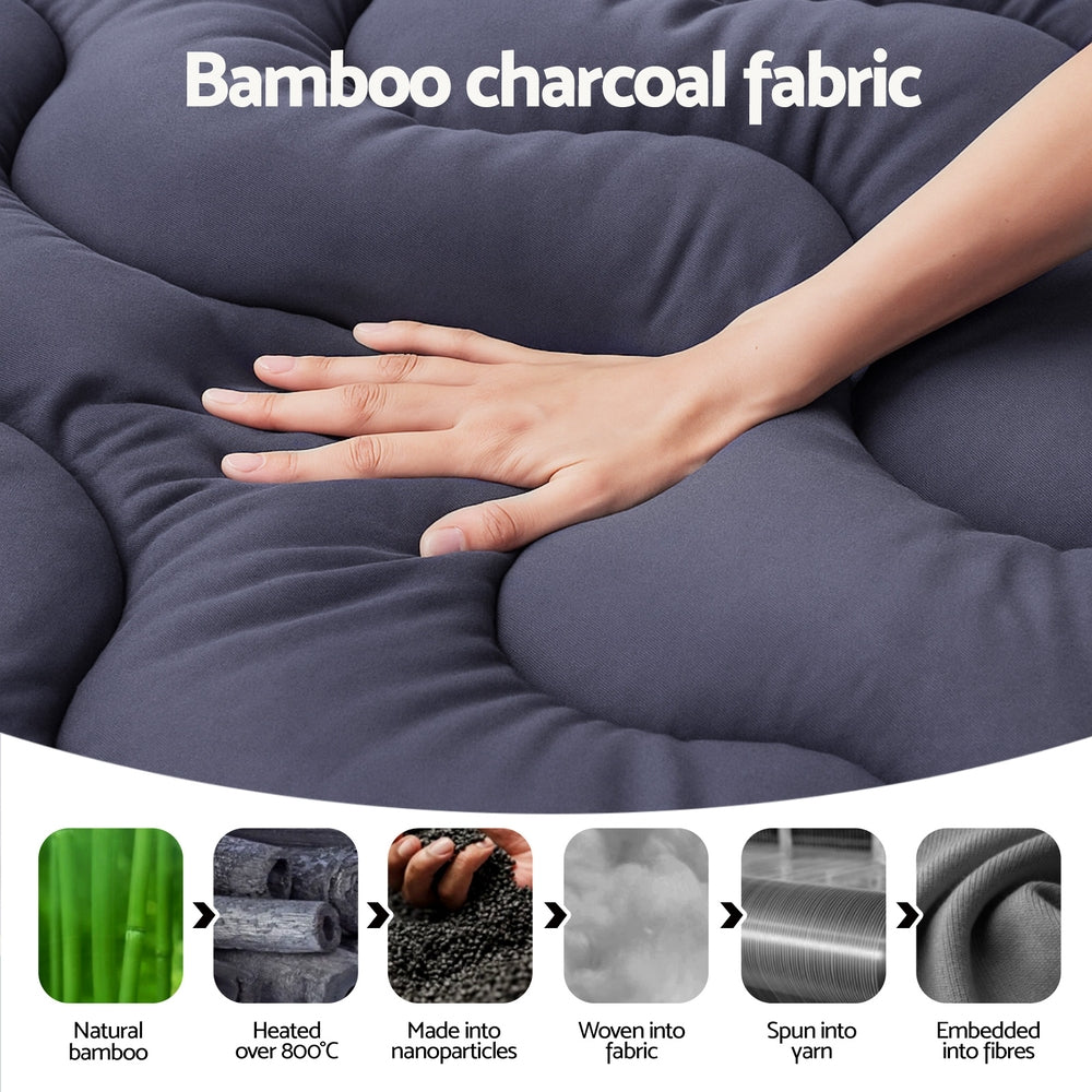 Nora Bamboo Charcoal Mattress Topper – Grey – Single