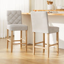 Arlo 2x Bar Stools Linen Upholstered Chairs