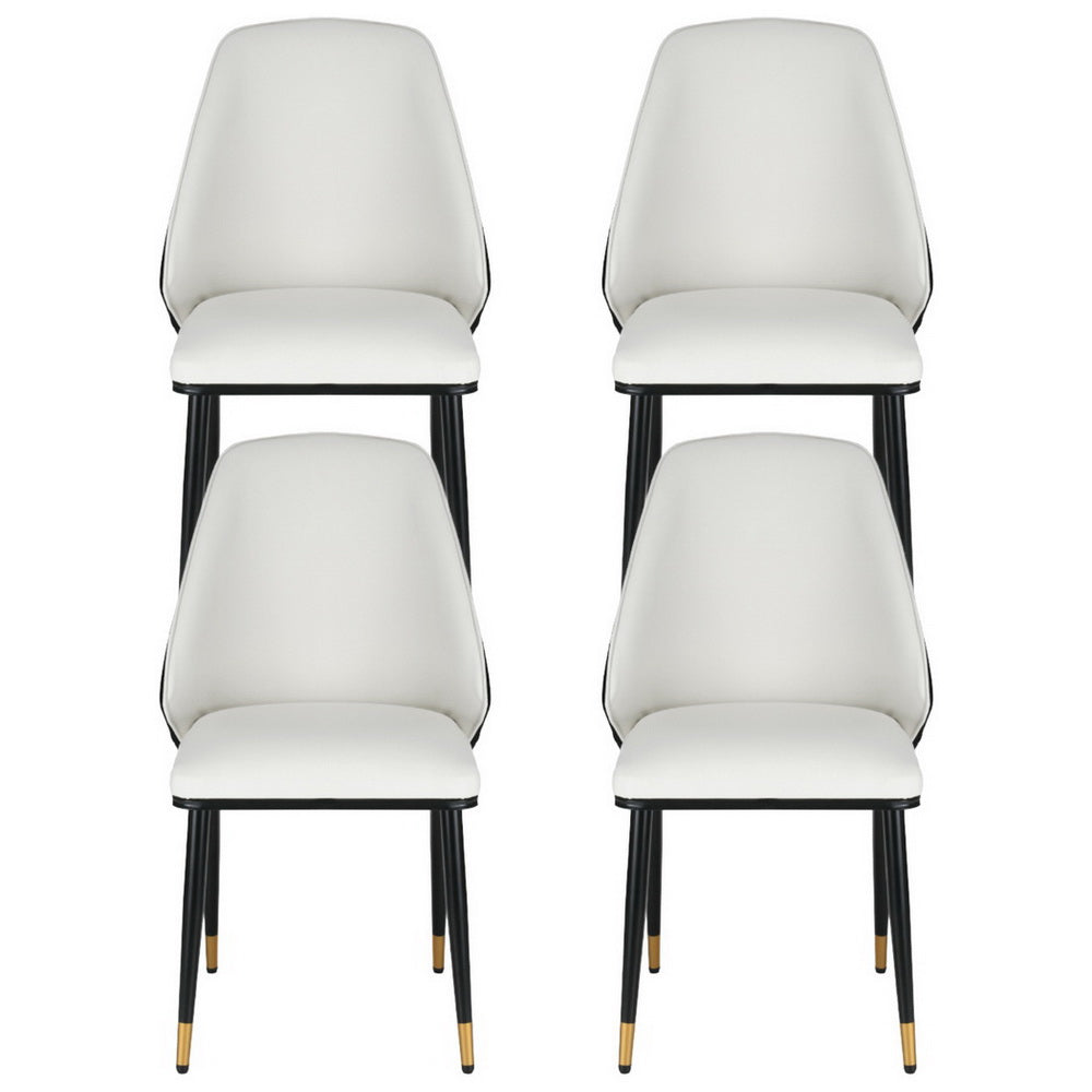 Preston Leather Dining Chairs – Beige – Set of 4