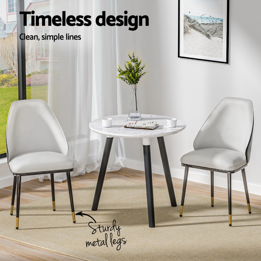 Preston Leather Dining Chairs – Beige – Set of 4