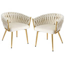 Atlas 1 Set of 2 Dining Chairs Velvet Armchair Beige
