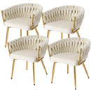 Rowan 1 Set of 4 Dining Chairs Velvet Armchair Beige