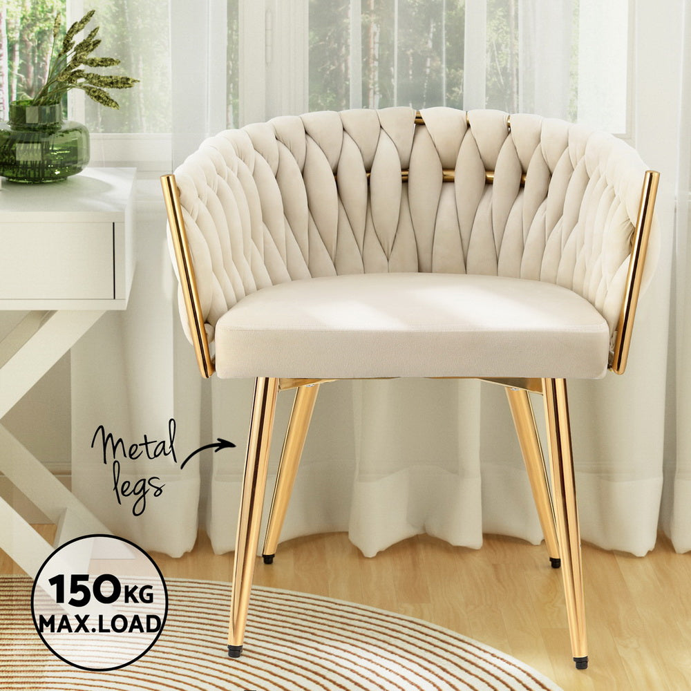 Halston Velvet Armchairs – Beige – Set of 4