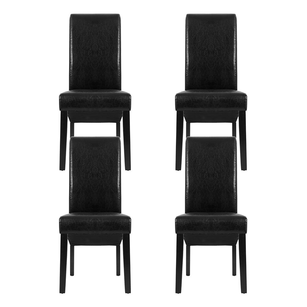 Alderon Leather Parsons Dining Chairs – Black – Set of 2