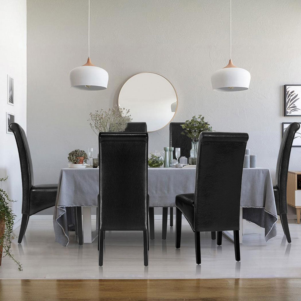 Alderon Leather Parsons Dining Chairs – Black – Set of 2