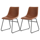 Rowan 2x Dining Chairs Retro PU Leather Kitchen Lounge Cafe Accent Chair Brown