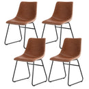 Arlo 4x Dining Chairs Retro PU Leather Kitchen Lounge Cafe Accent Chair Brown