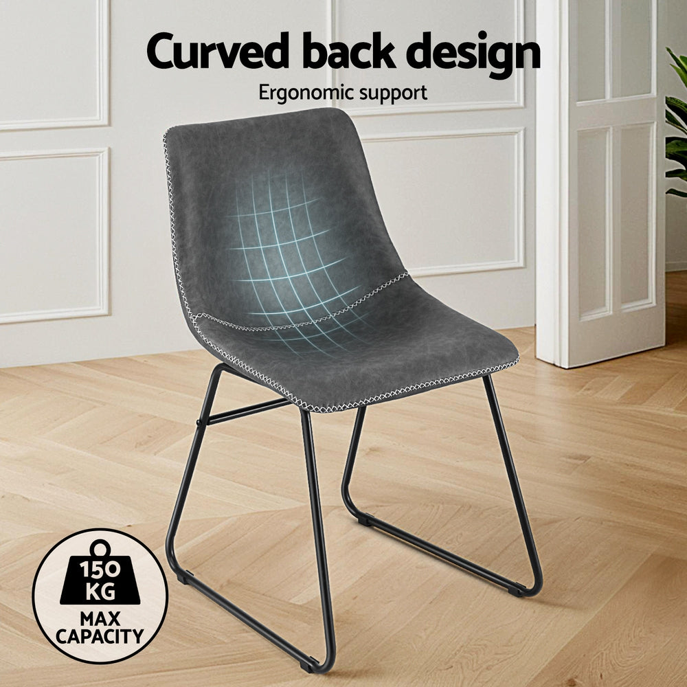Linden Retro Dining Chairs – Grey – Set of 4