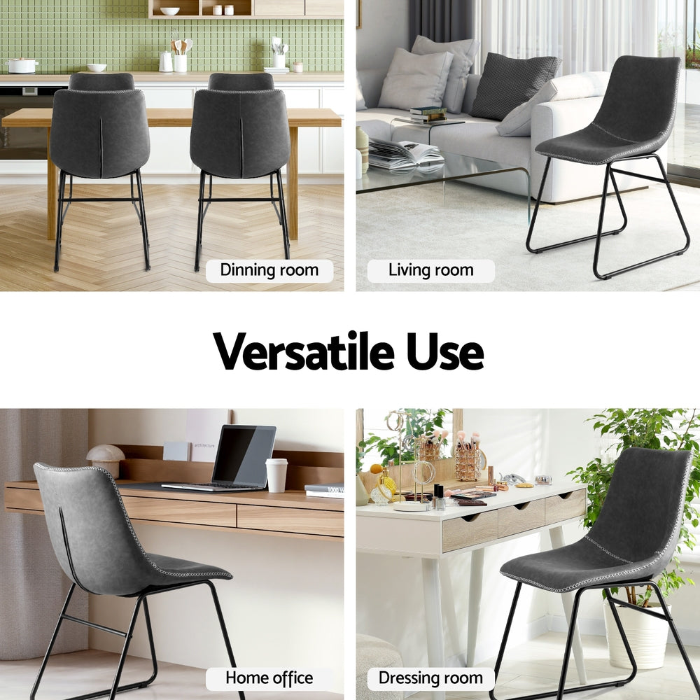 Linden Retro Dining Chairs – Grey – Set of 4