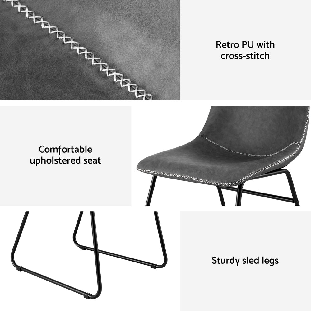 Linden Retro Dining Chairs – Grey – Set of 4