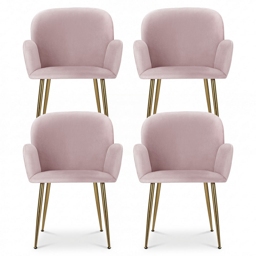 Arden Velvet Dining Armchairs – Pink – Set of 4
