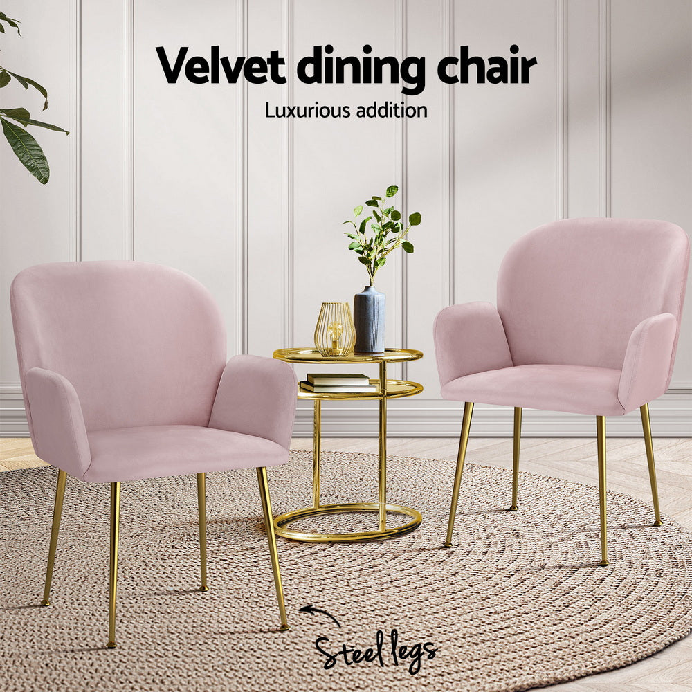 Arden Velvet Dining Armchairs – Pink – Set of 4