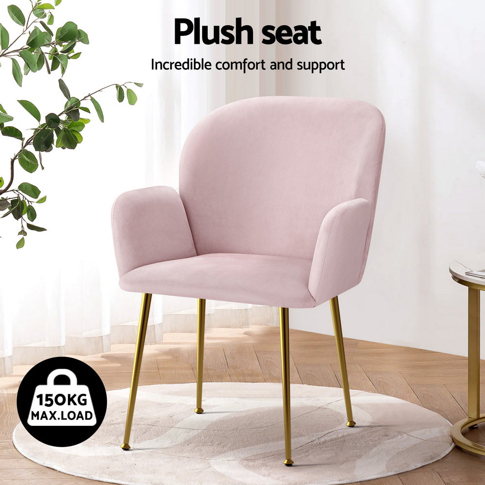 Arden Velvet Dining Armchairs – Pink – Set of 4
