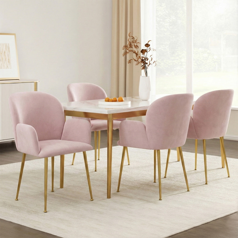 Arden Velvet Dining Armchairs – Pink – Set of 4