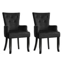 2x Artiss Dining Chairs Velvet French Provincial Armchair Black