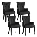 4x Artiss Dining Chairs Velvet French Provincial Armchair Black