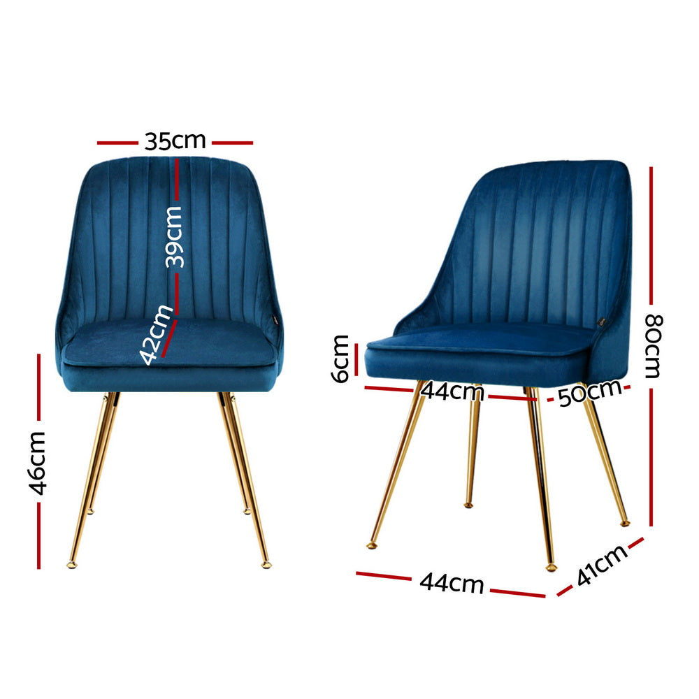 Alvara Velvet Dining Chairs – Blue – Set of 4