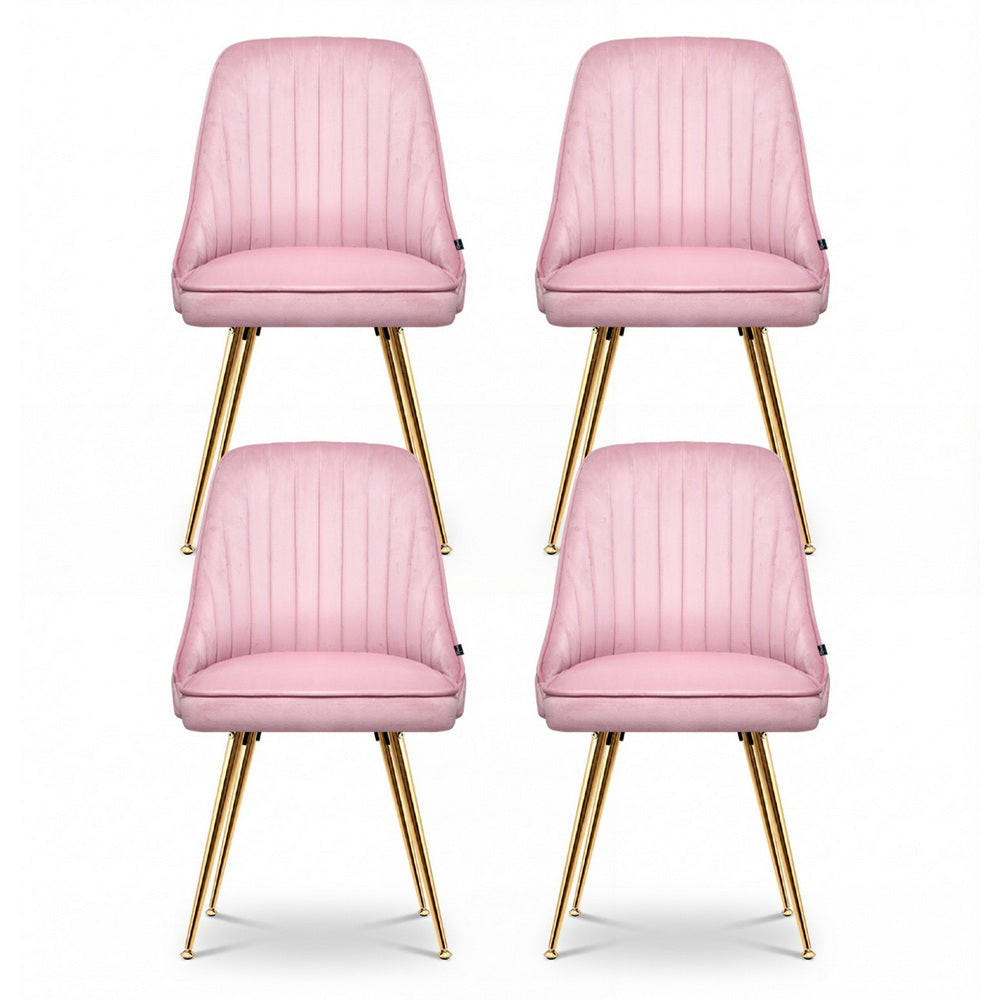 Alvara Velvet Dining Chairs – Pink – Set of 4