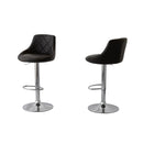 Cove 2 Diamond Style Padded Leather Barstools (Black) w/ Adjustable Height