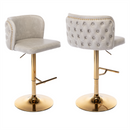Atlas 2x Faux Leather Golden Base Swivel Bar Stools - Beige