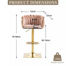 Elara Velvet Swivel Bar Stool – Pink with Gold Base – Set of 2