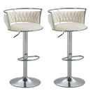 Atlas SERENITà Silver Swivel Upholstered Velvet Adjustable Height Counter Stool with Metal Frame White (Set of 2)