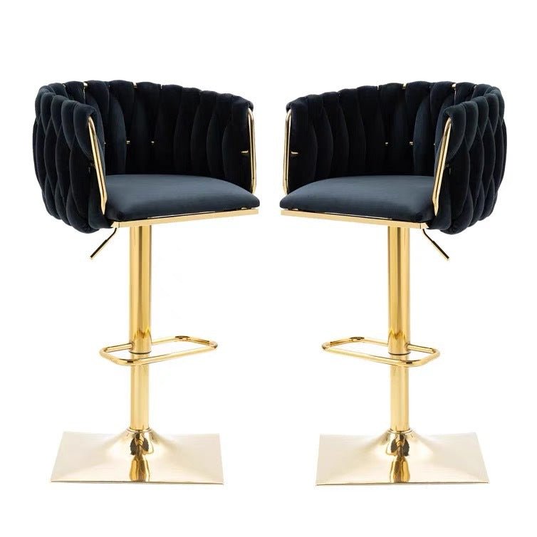 Cove Modern Velvet Breakfast Bar Stools Swivel Barstools Adjustable Counter Stools with Backrest Set of 2 Black
