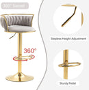 Valentina Velvet Swivel Bar Stool – Grey with Gold Base – Set of 2