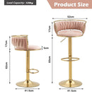Valentina Velvet Swivel Counter Stool – Pink with Gold Base – Set of 2