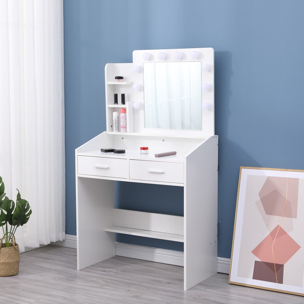 Diana Vanity Set with Lighted Mirror – White