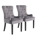 Rowan 2X French Provincial Dining Chair Ring Studded Velvet Rubberwood Leg LISSE GREY