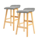 La Bella 2 Set 65cm Grey Wooden Bar Stool DARA Fabric