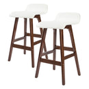 Rowan 2X Wooden Bar Stool Dining Chair Leather SOPHIA 65cm WHITE BROWN