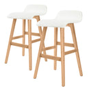 Atlas 2X Wooden Bar Stool Dining Chair Leather SOPHIA 65cm WHITE