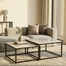 Ciest Square Nested Coffee Table Set - White Marble Stone