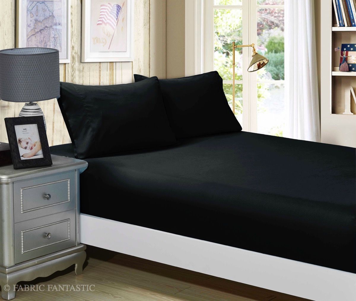 Haven 1000TC Ultra Soft Fitted Sheet & 2 Pillowcases Set - Bed - Black – Queen