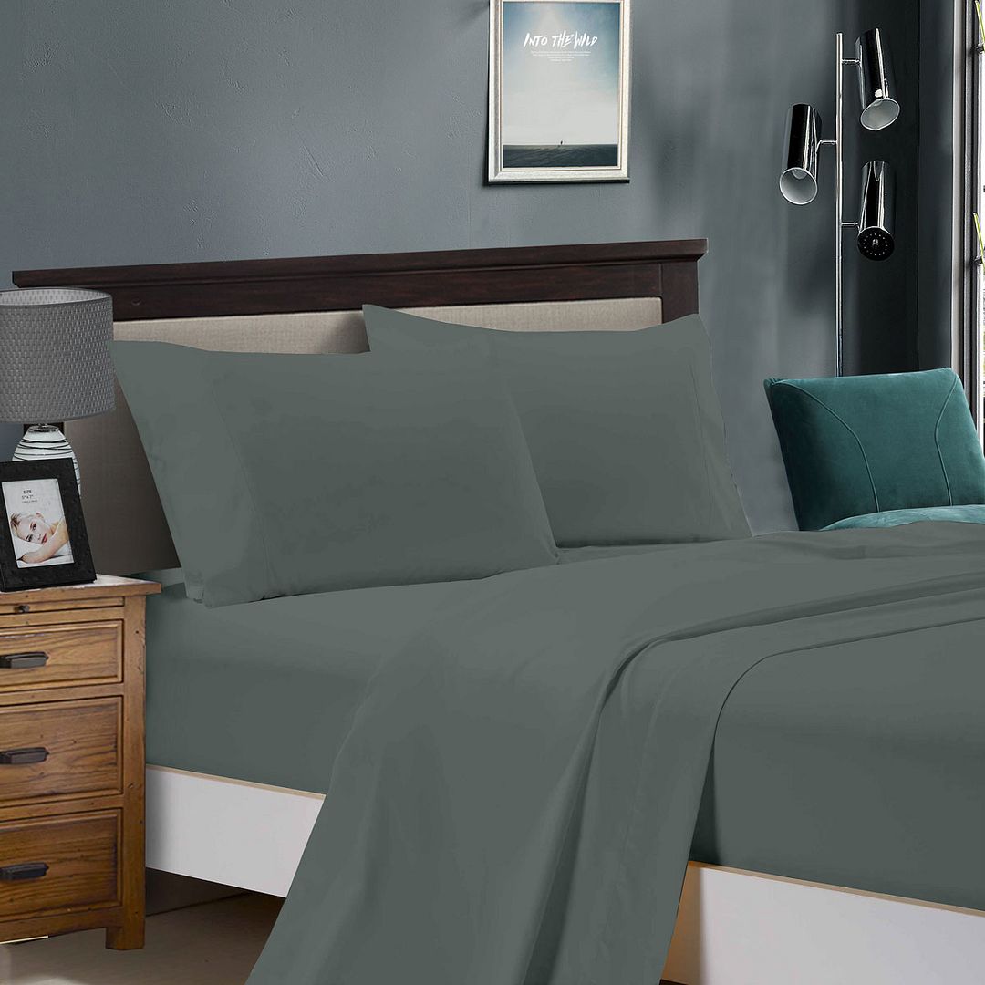 Rowan 1000TC Ultra Soft Bed Charcoal Flat & Fitted Sheet Set – Queen