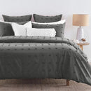 Tufted Dot Jacquard Grey Duvet Quilt Cover Set – Queen