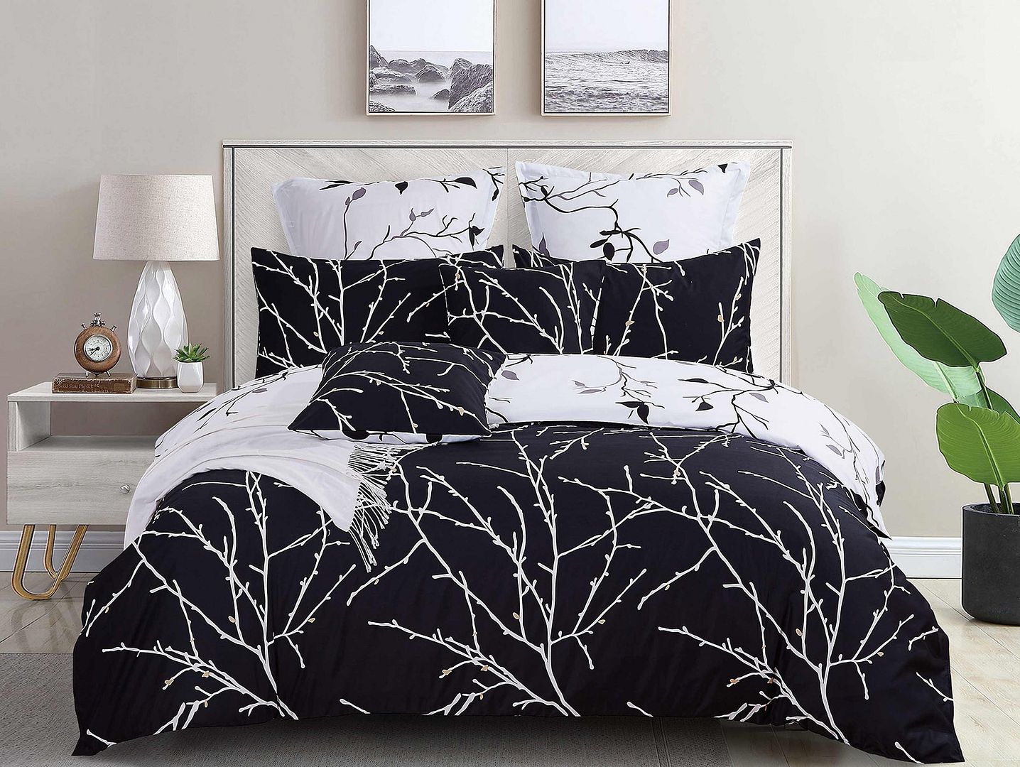 Arbora Reversible Quilt Cover Set – White – Queen