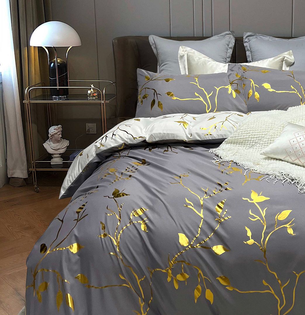 Alderon Reversible Quilt Cover Set – Grey – Queen
