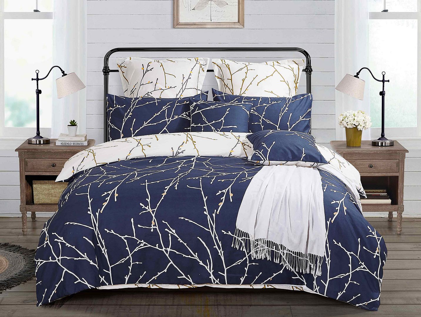 Tree Reversible Blue Duvet Quilt Cover Set – Super King