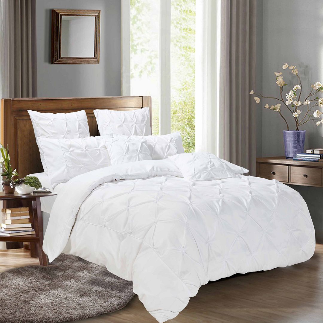 Valdora Diamond Pintuck Quilt Cover Set – White – King