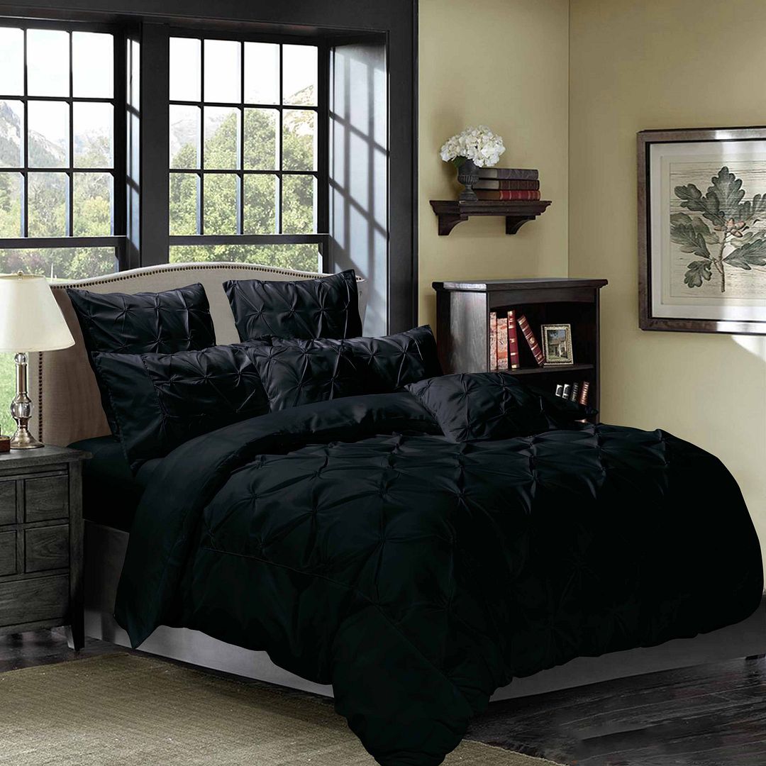 Valdora Diamond Pintuck Quilt Cover Set – Black – King